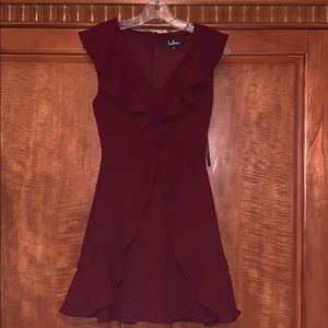 NWT Lulus Maroon Ruffled Dress Small